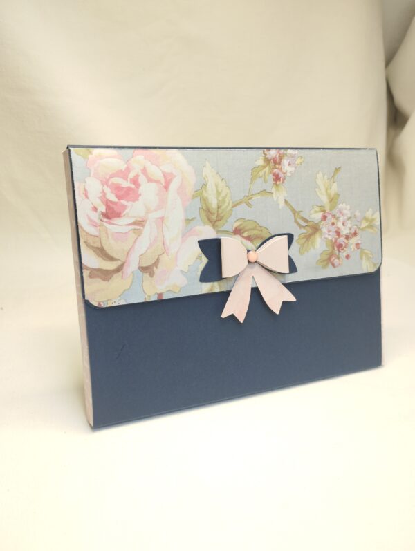 Mini album bleu fleur rose