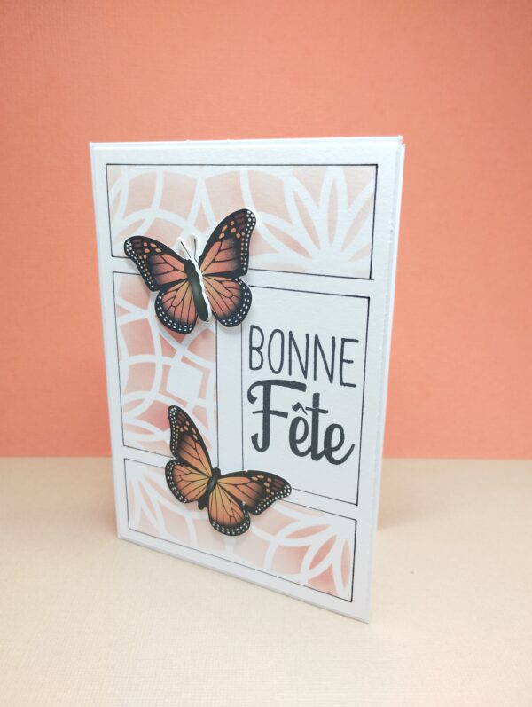 Carte "Bonne fête - papillon orange"