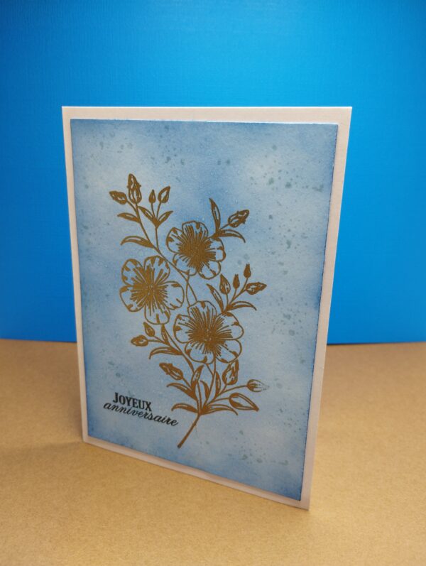 Carte "Joyeux anniversaire - fleur dorée"