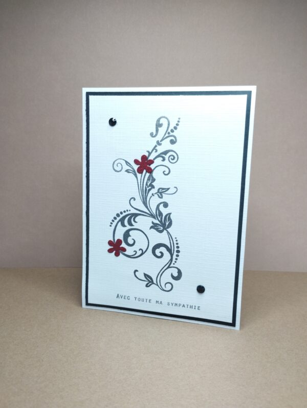 Carte "Avec toute ma sympathie - fleur rouge"