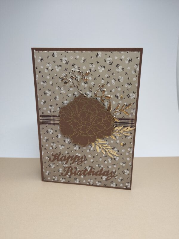 Carte "Happy birthday - marron doré"