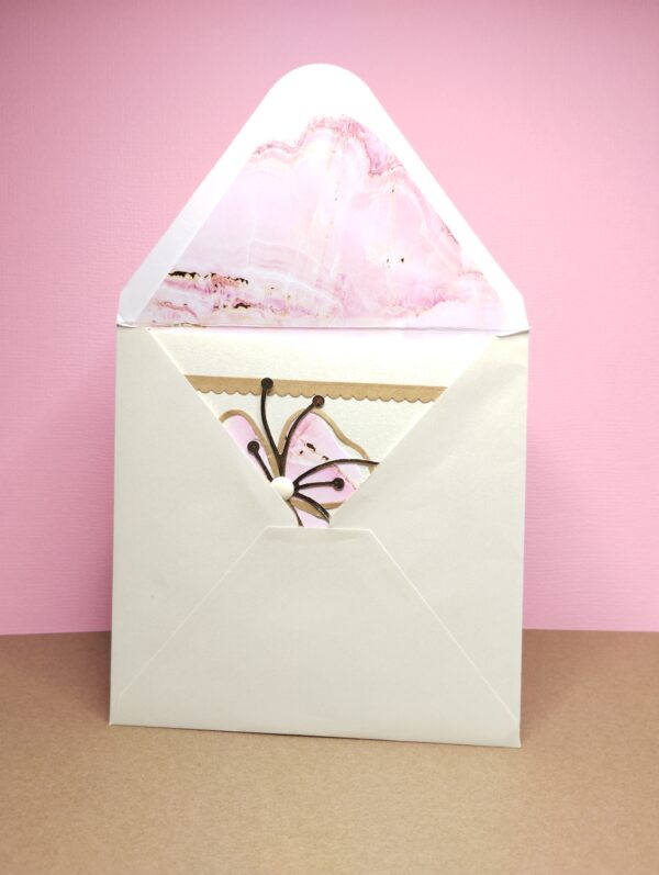 Carte anniversaire fleur rose dorée – Image 3