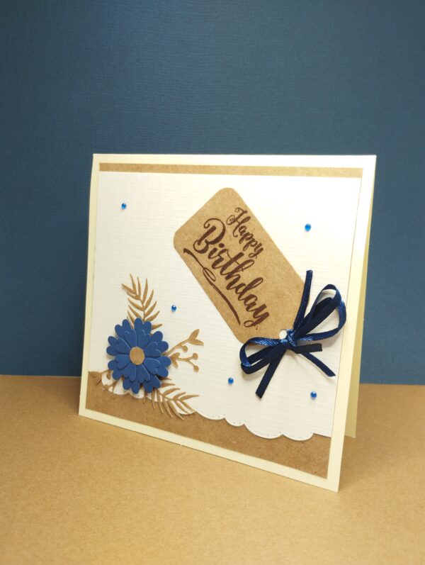 Carte anniversaire fleur bleue
