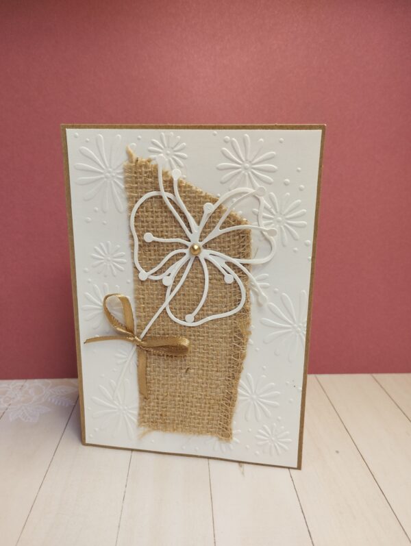 Carte fleur rafia